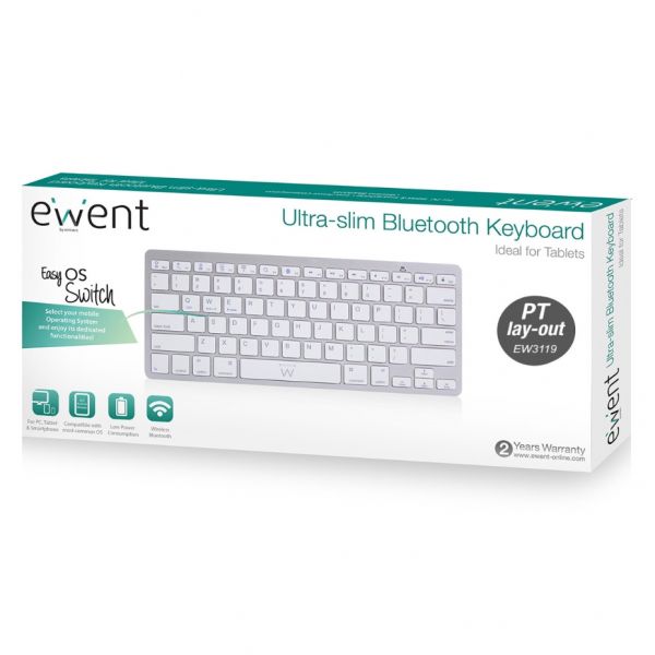 Teclado Ewent Slim Bluetooth V 3.0 Silver EW3119