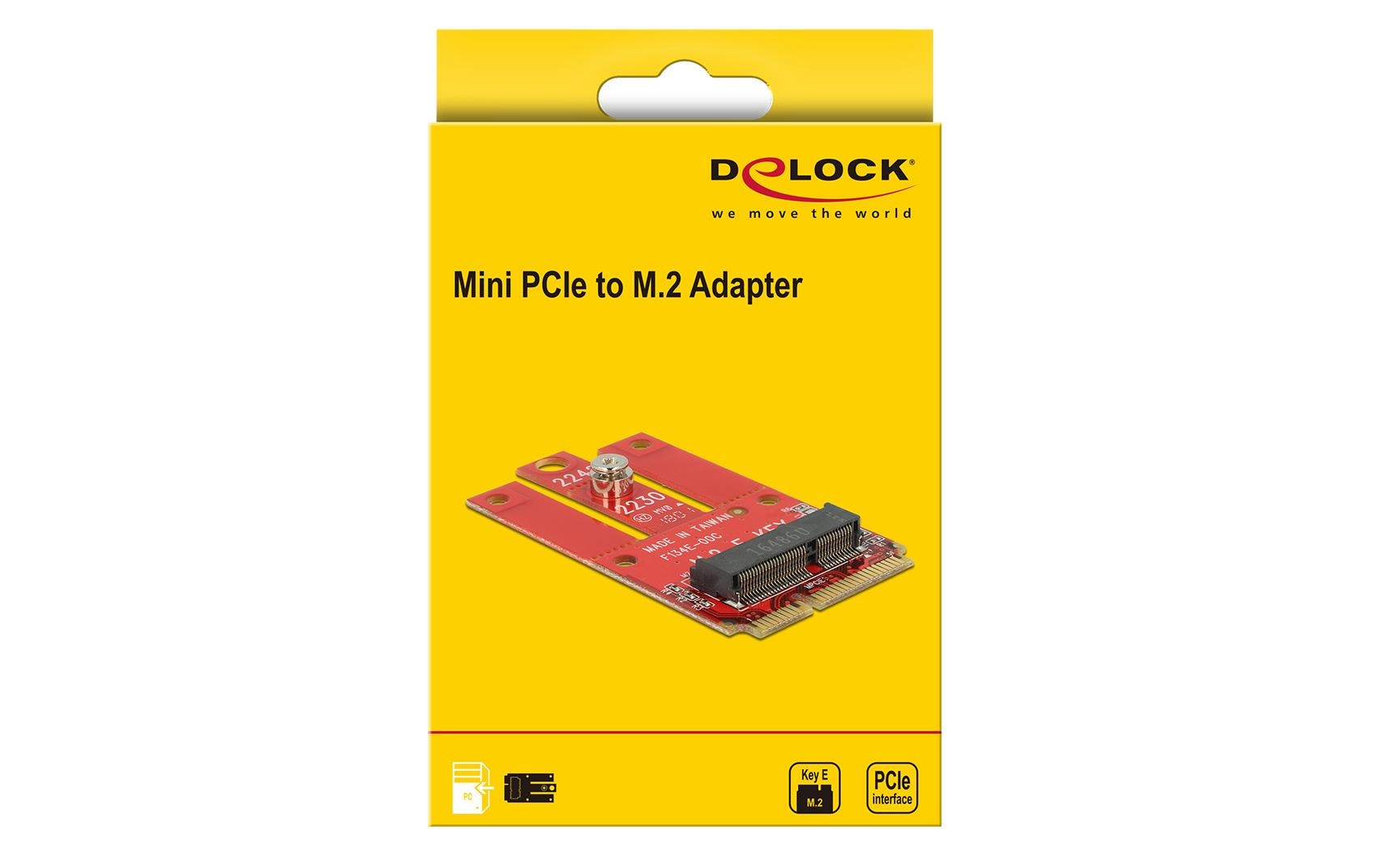 Host Bus Adapter Mini-PCIe – M.2 Key-E USB2.0Delock Adapter Mini PCIe > M.2 Key E Slot