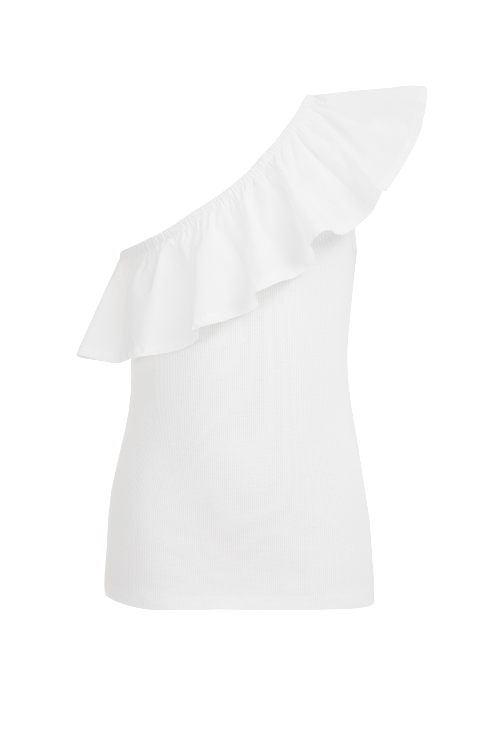 Meisjes one-shoulder top met ribstructuur WE Fashion Wit