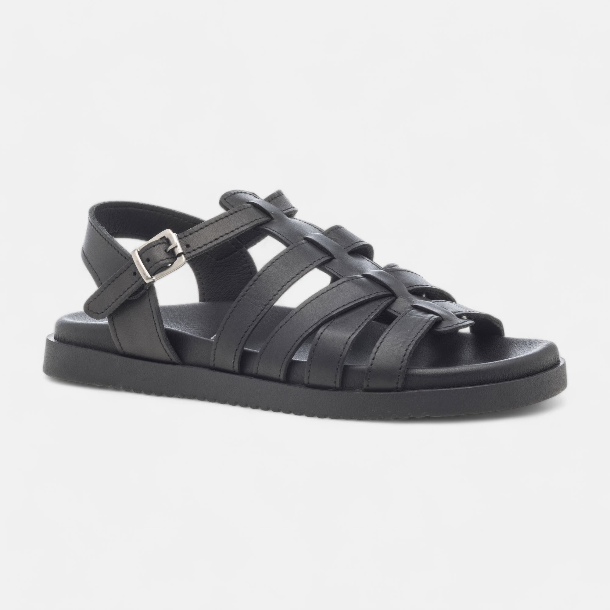 Sandales Femme en cuir noir