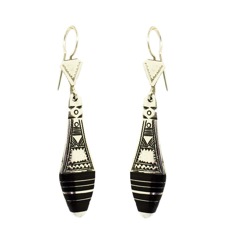 Boucle d'oreille touareg navette ébène