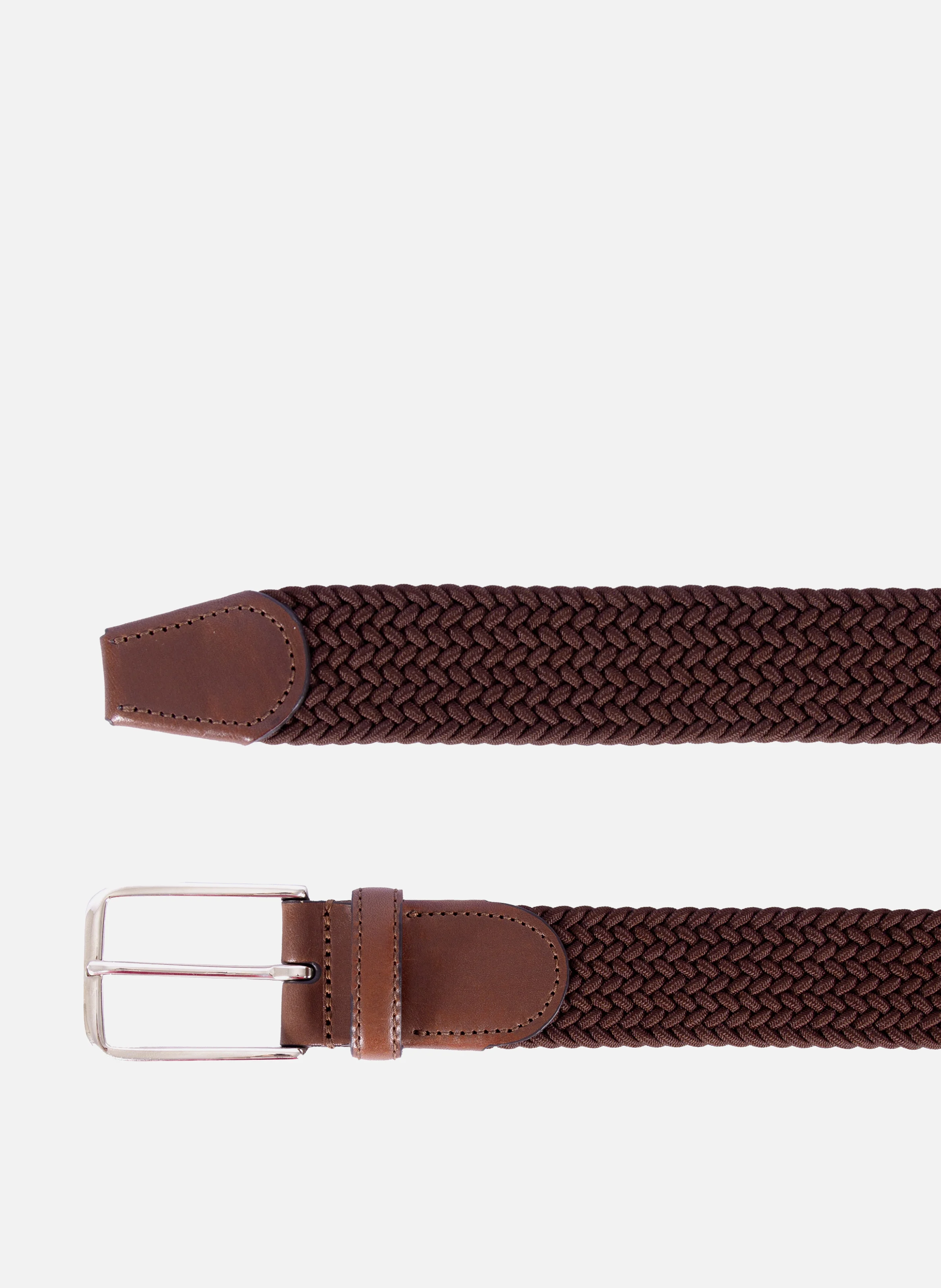 Ceinture tressée polyester cuir | Marron