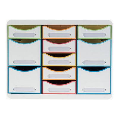 Exacompta Black Office - Module de classement 11 tiroirs - blanc/arlequin