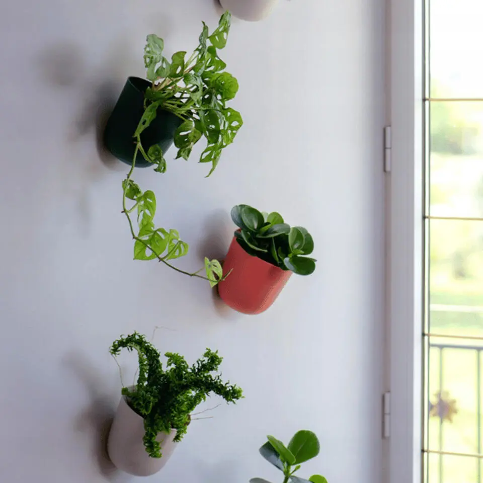 QUVIO Wand bloempot- Kunststof - Okergeel