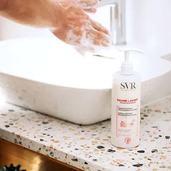 Bálsamo de limpeza para mãos SVR Sensitive, hidratante e de limpeza, 400ml