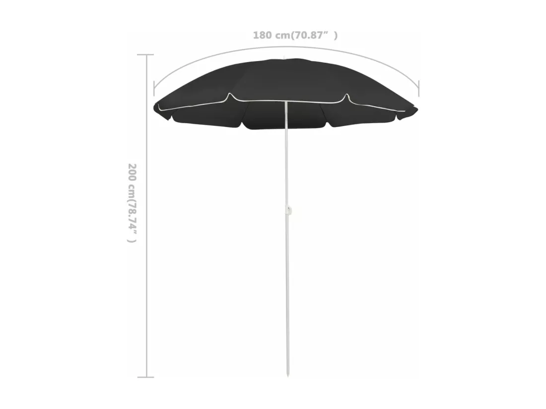 Parasol d'extérieur avec mât en acier Anthracite 180 cm