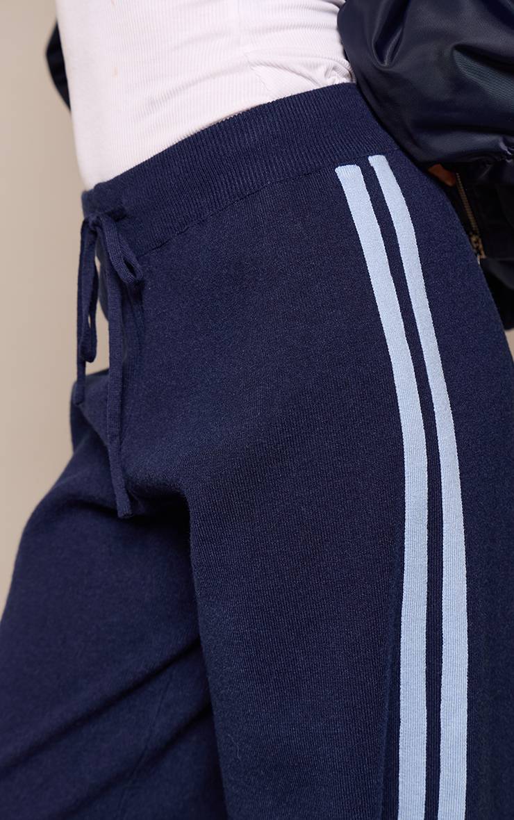 Bleu Marine Pantalon En Maille À Bandes Latérales