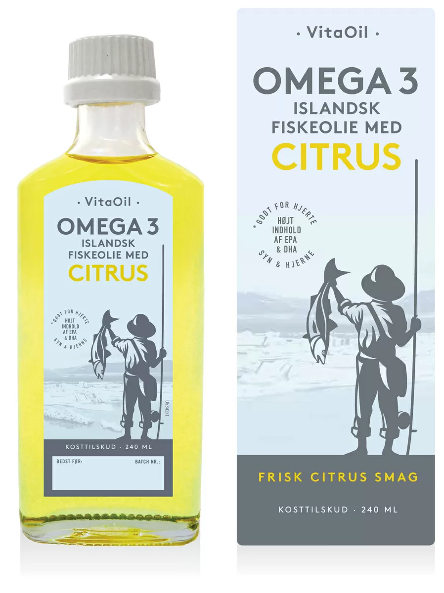 VitaOil Omega-3 Flydende Fiskeolie Citrus - 240 ml.