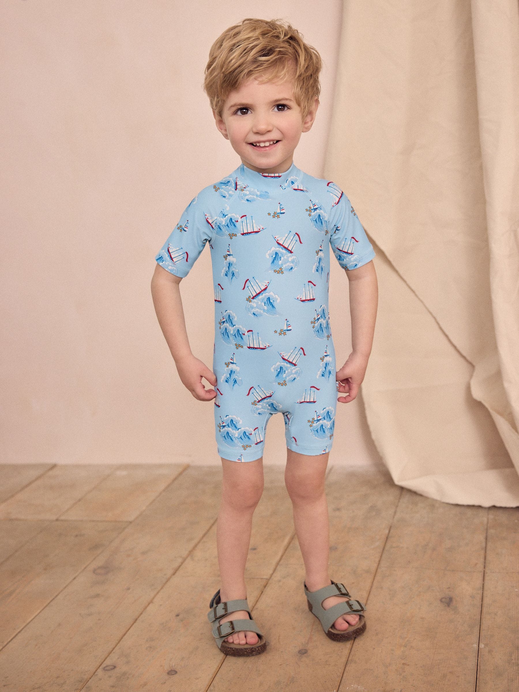 Blauw - Cath Kidston Zonbeschermend onesie badpak (3mnd-7jr)