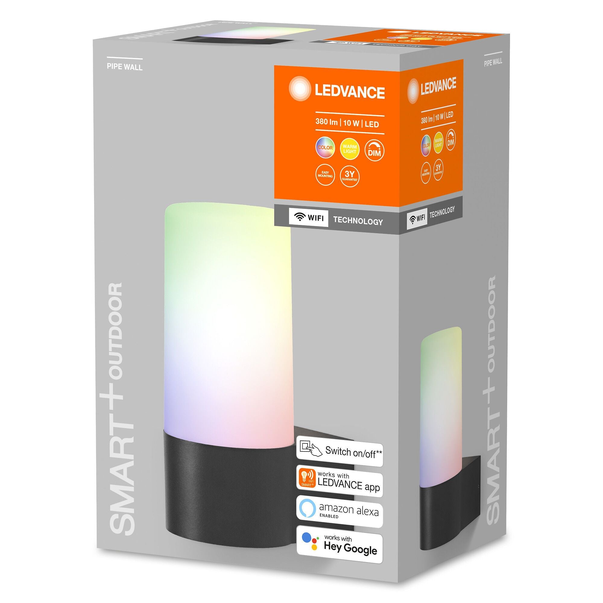 LE_PIPE SMART OUTD WIFI Wandleuchte grau - Grau / B: 8.9 cm x T: 12.9 cm x H: 19.7 cm