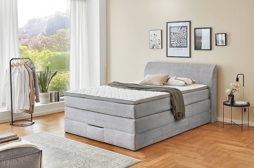 Boxspringbett LUKE 140 x 200 cm grau