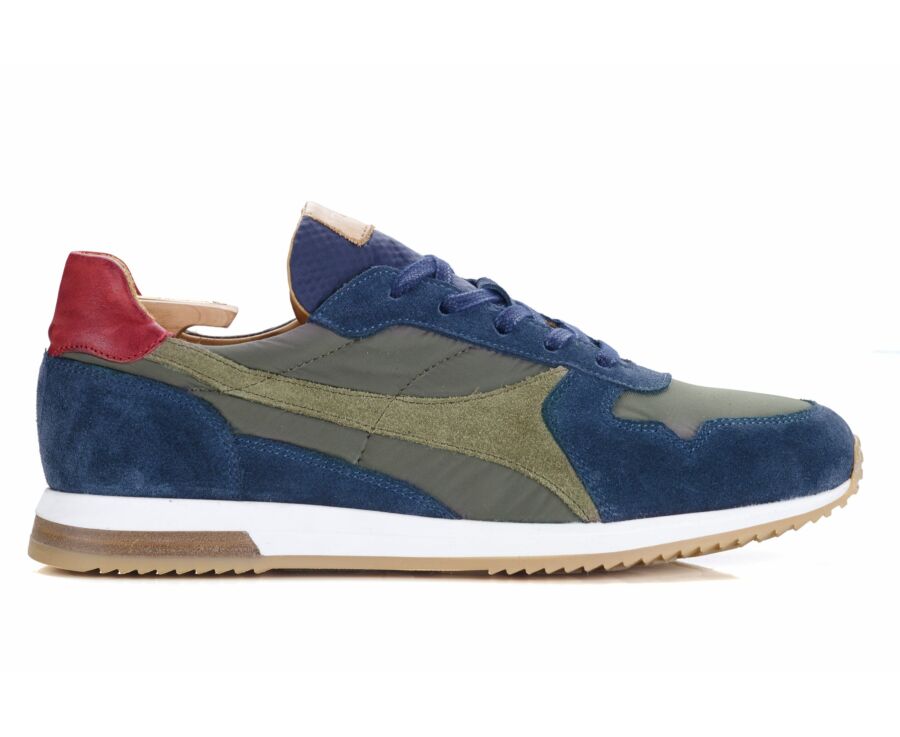 Sneakers homme Velours Navy et kaki - BOLWARRA