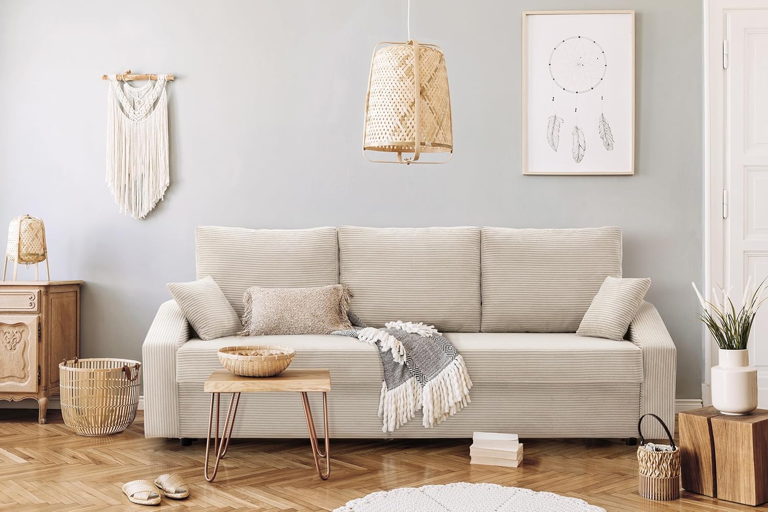 Couch Dorma mit schlaffunktion, einfacher Aufbau, modernes Design, polstermöbel. Schlafcouch zum Wohnzimmer. Widerstandsfähiges, Minimalistisches Design (POSO 022)