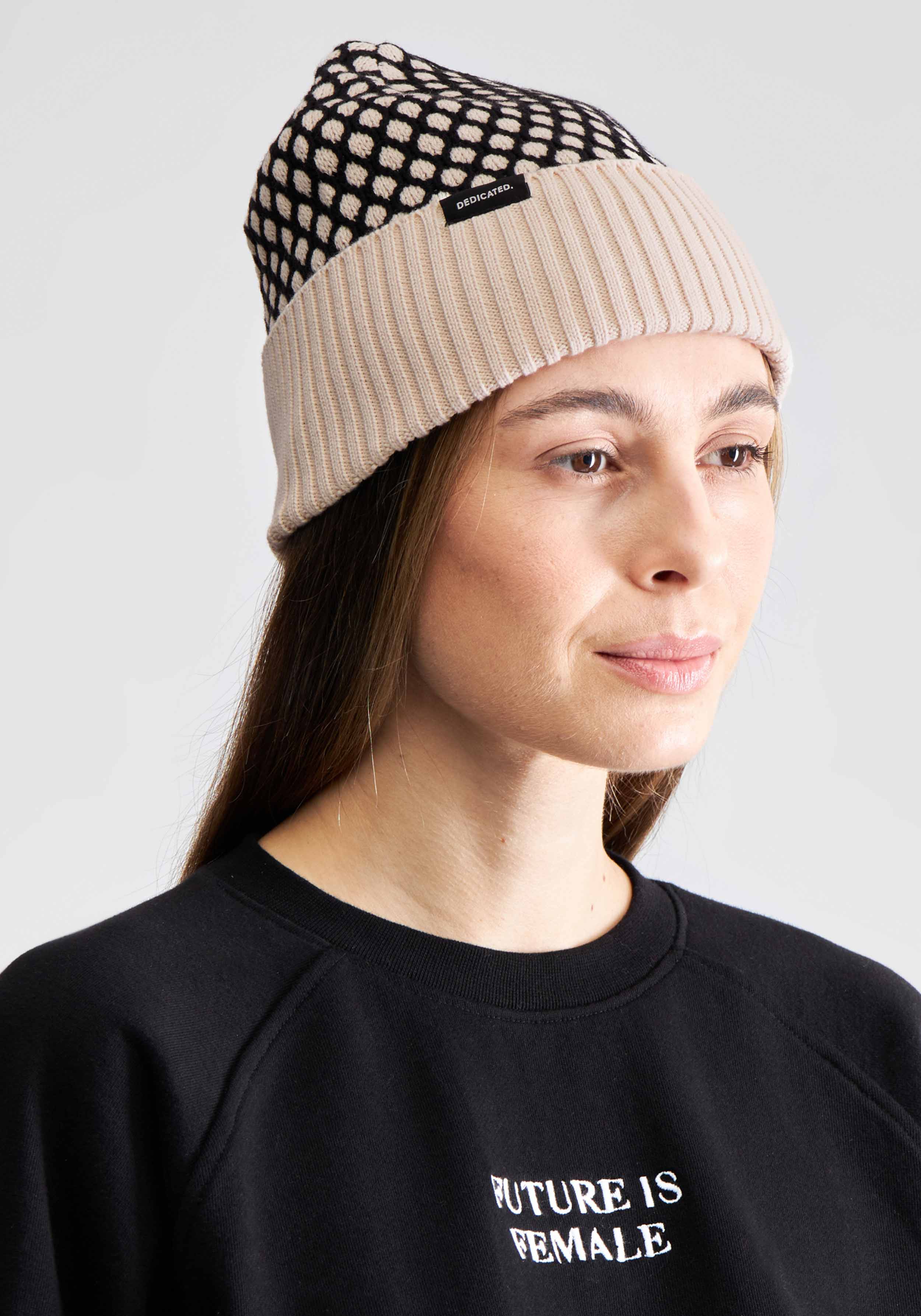 Dedicated Beanie Hemavan Bubble Knit Black/Vanilla Whitecap Gray