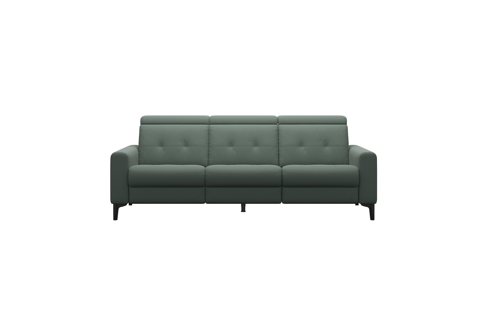 Anna 3-seter Hud Paloma Sage Green med A1 arm og polerte organiske sort alu ben, 14 cm. (Power-Manual-Manual)