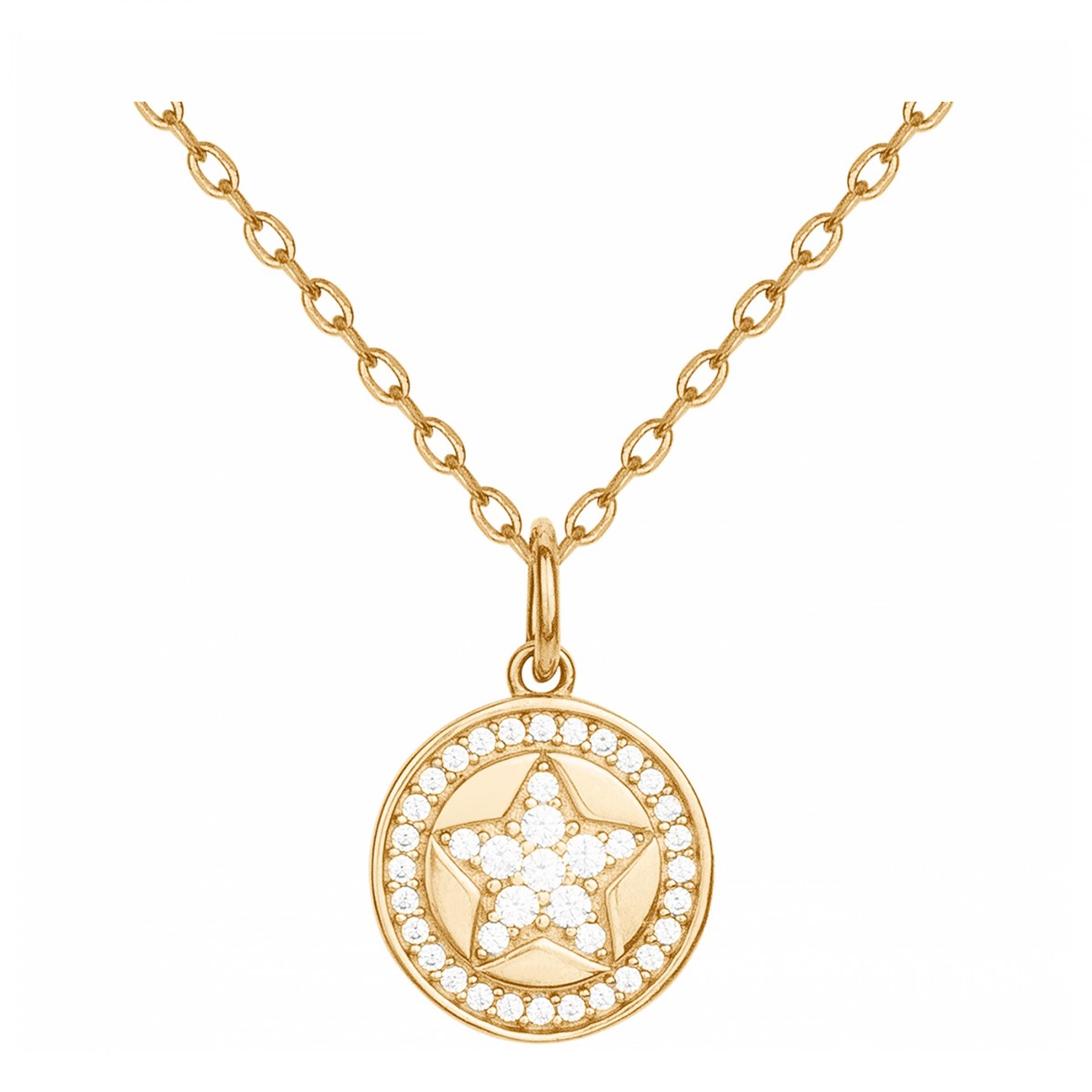 Collier en Plaqué Or avec oxyde de zirconium blanc