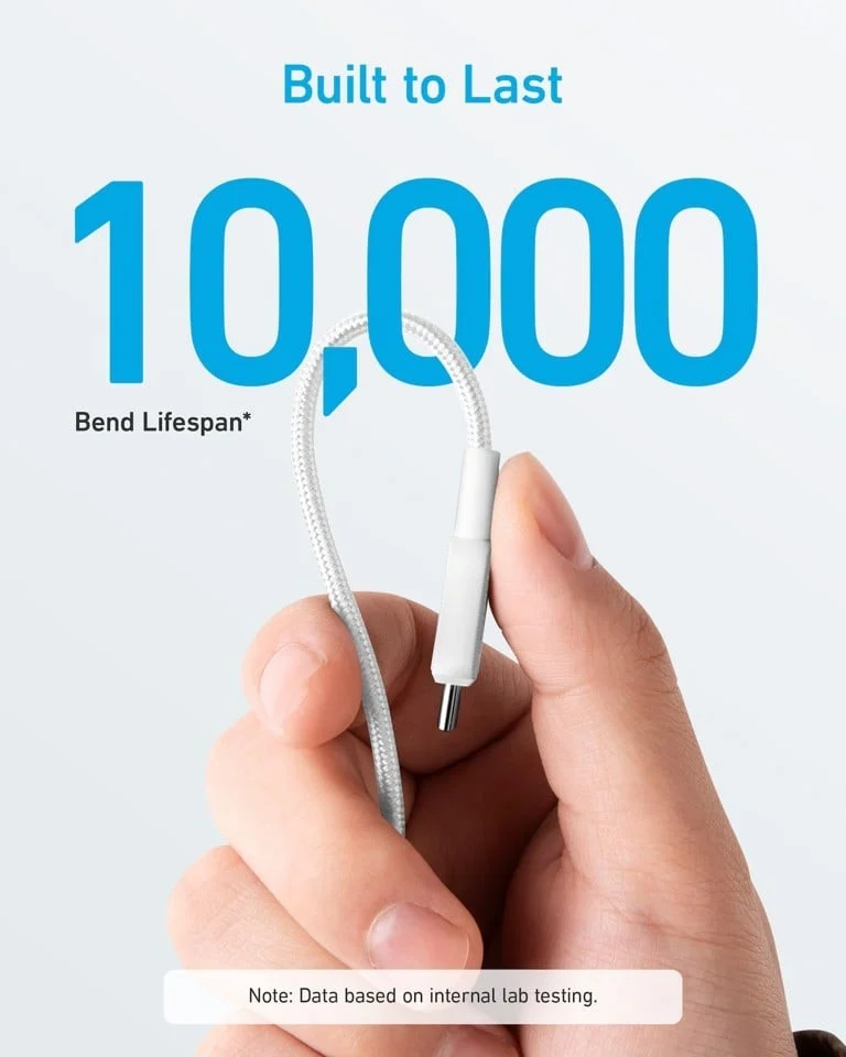 Anker - 322 USB-C til USB-C kabel Nylon, 1,8M, Hvid