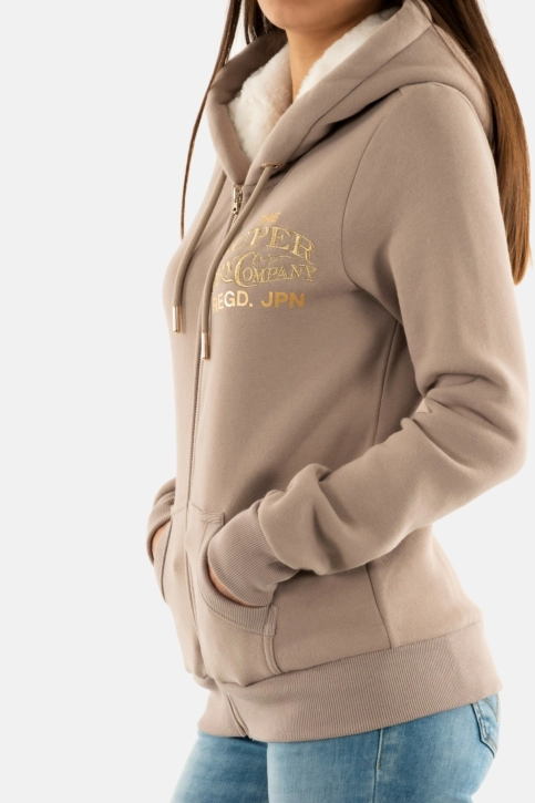 Sweat superdry luxe metallic logo hnr warm grey