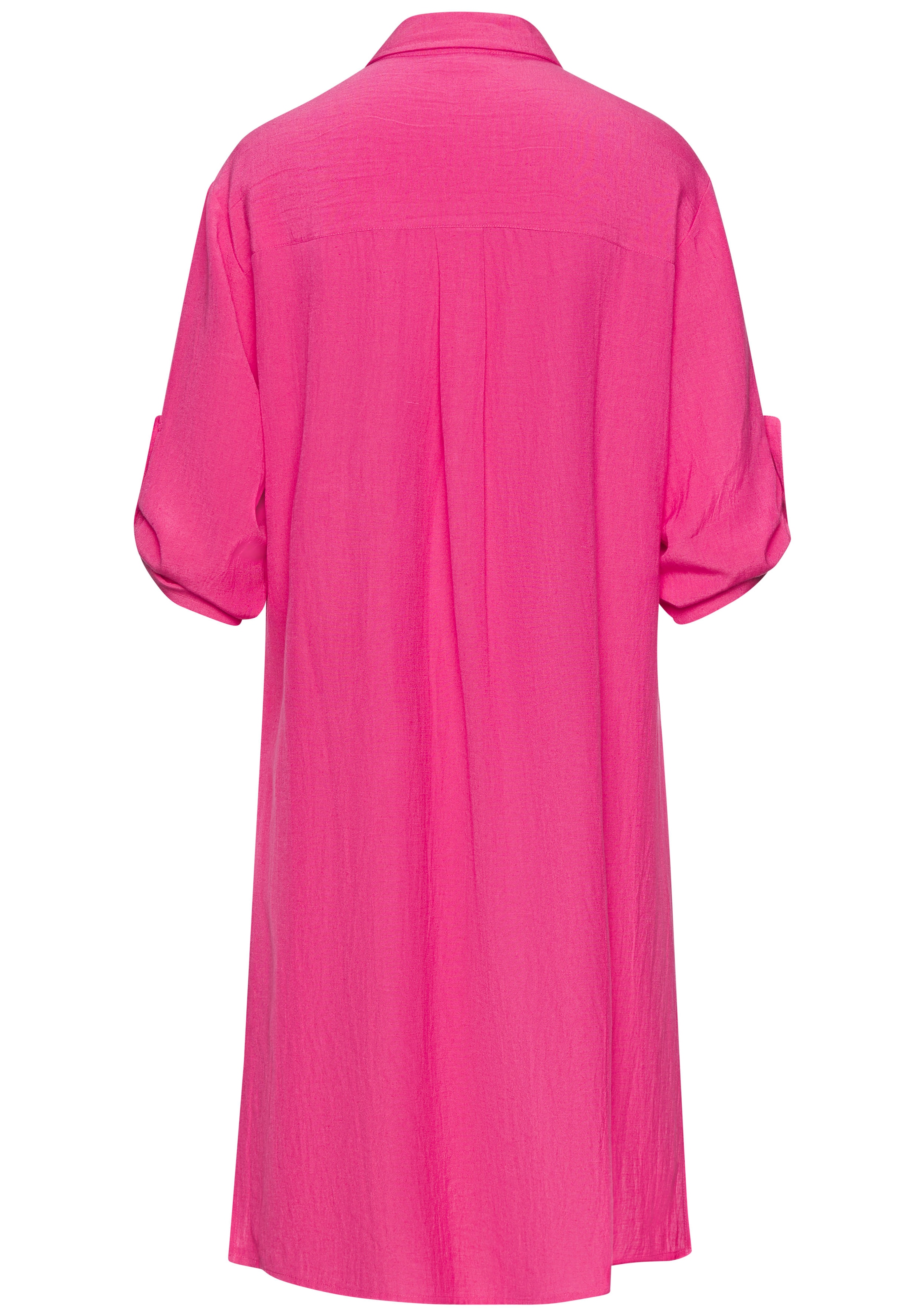 LASCANA Longbluse aus leichter Webware mit Leinenanteil, luftiges Blusenkleid