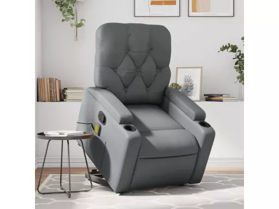 Fauteuil inclinable massant Gris Similicuir