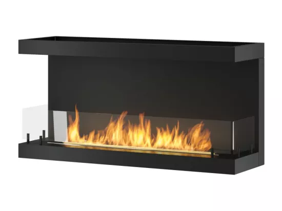 Cheminée au bioéthanol encastrable design C1000 V.3 avec vitre ouverte sur 3 côtés et brûleur de 2 litres
