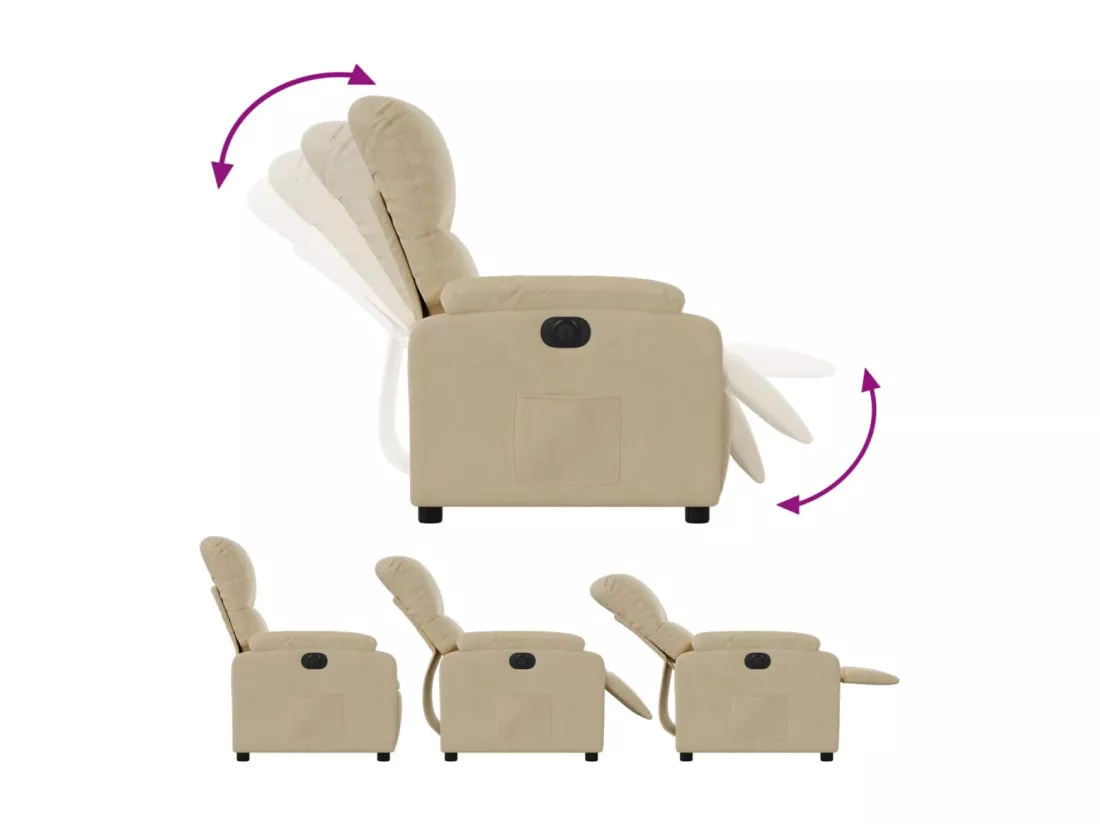 Fauteuil inclinable électrique crème tissu microfibre