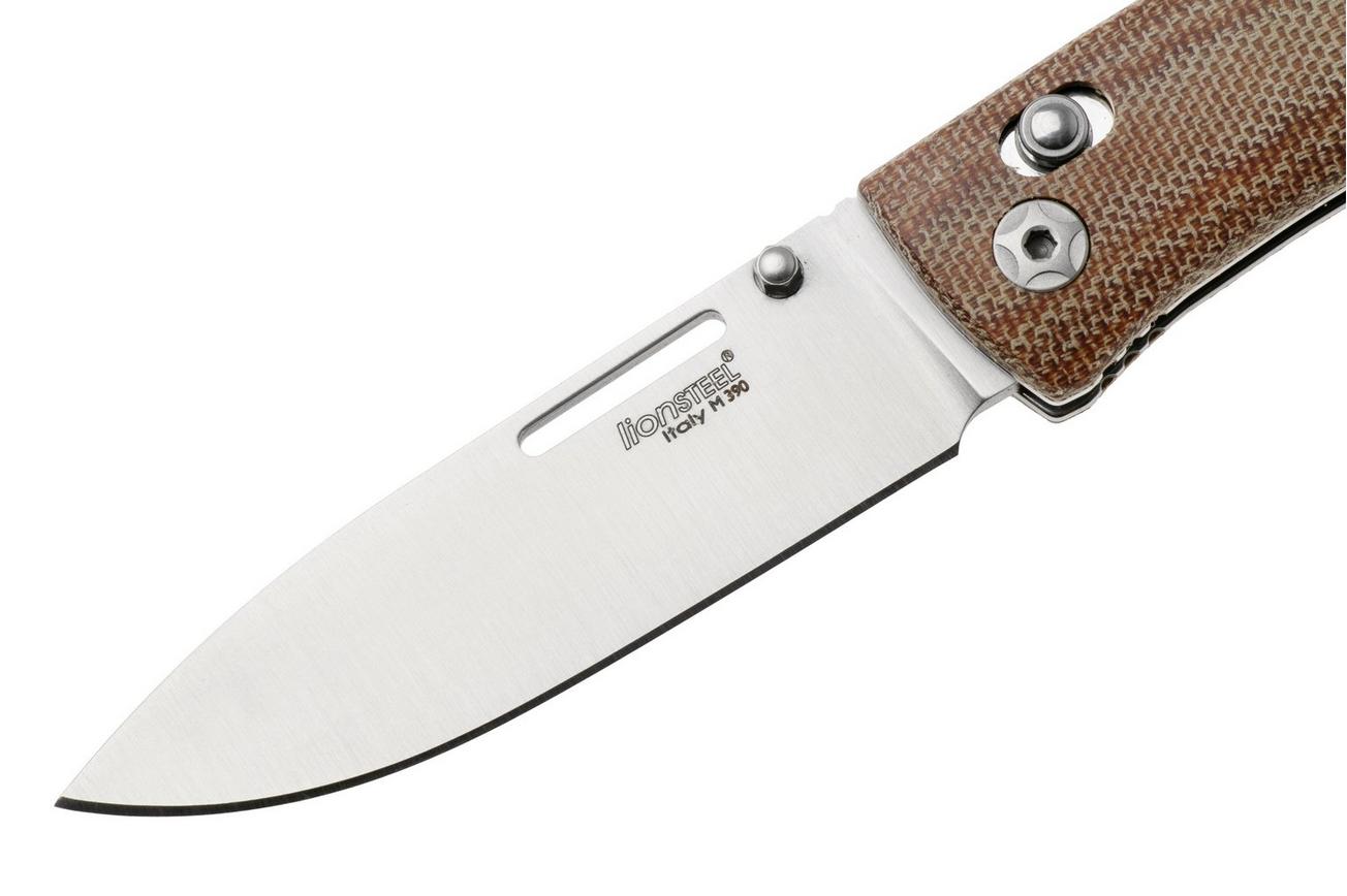 LionSteel NiNi NN1 CVN M390 Satin, Full Natural Canvas Micarta, zakmes, Gianni Pauletta design