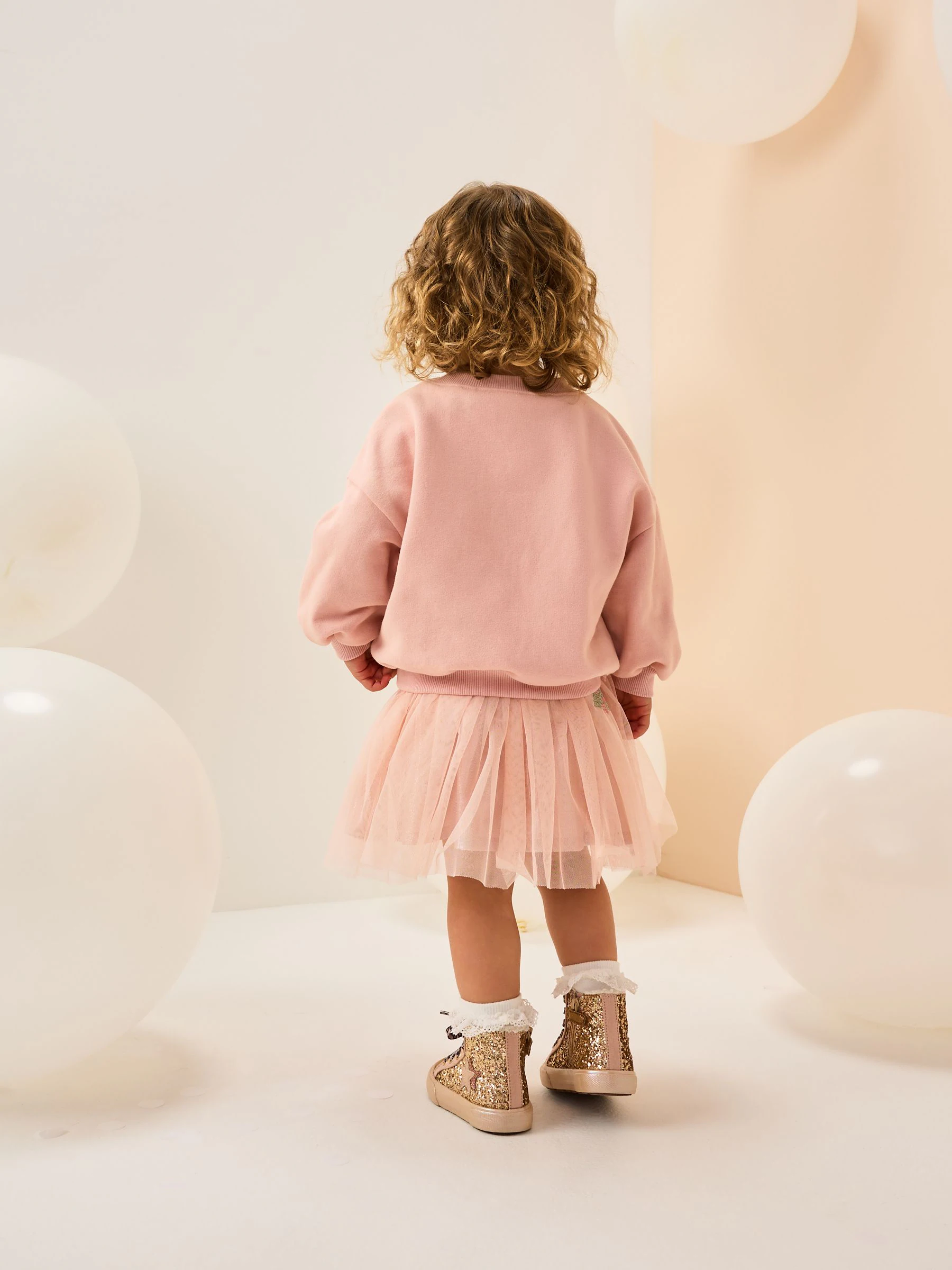 Roze Kerstmis - Set van top met lange mouwen en rok (3mnd -7jr)
