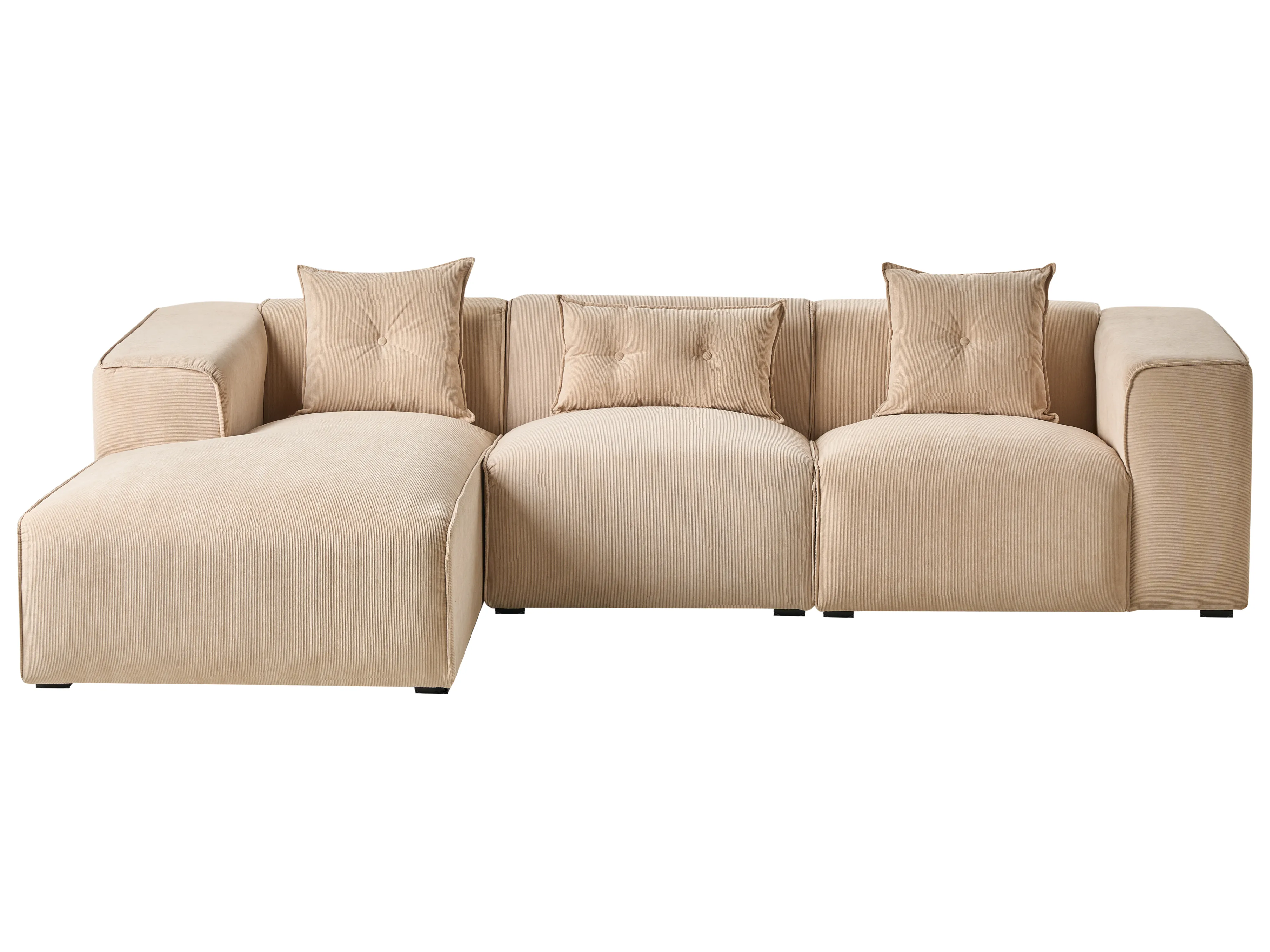 Hoekbank 3-zits DOLVA Corduroy Beige rechtszijdig