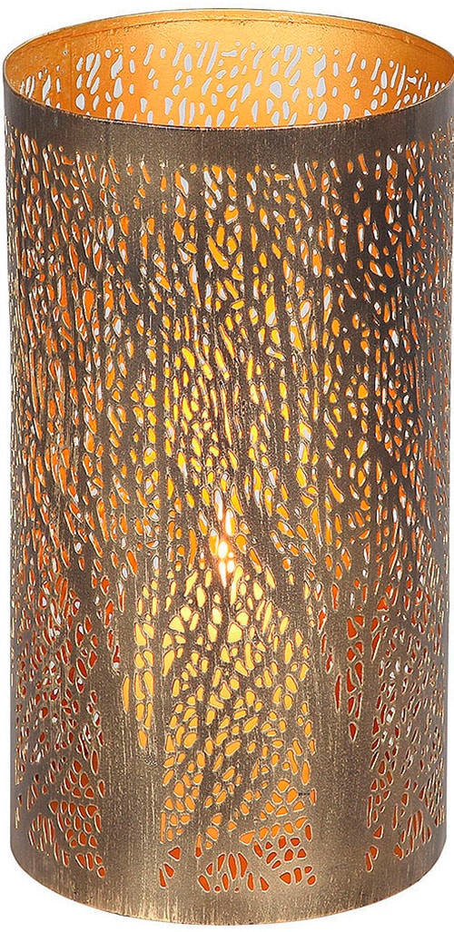 Ambiente Haus Kerzenlaterne »Stumpenkerzenhalter Walddesign, Höhe ca. 16 cm« aus pulverbeschichtetem Metall