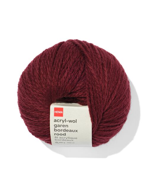 fil de laine acrylique rouge bordeaux 100g 165m