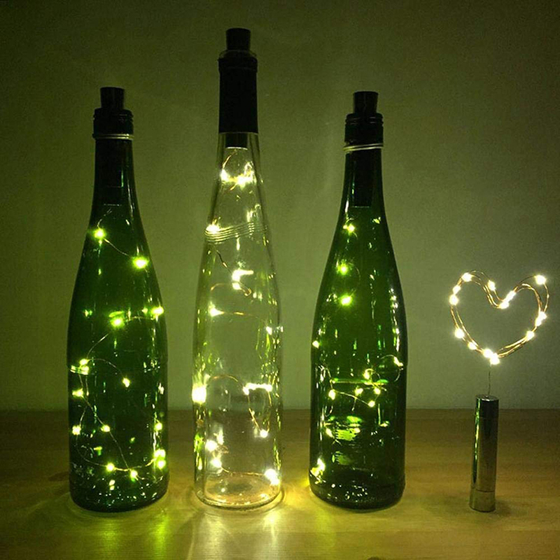 (2m) 20 LED's Deko Lichterkette Flaschenlicht (Batteriebetrieben) - Warmweiss