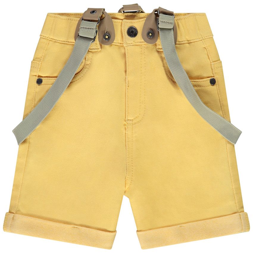 Bermuda en denim avec bretelles amovibles pour bébé garçon - Jaune
