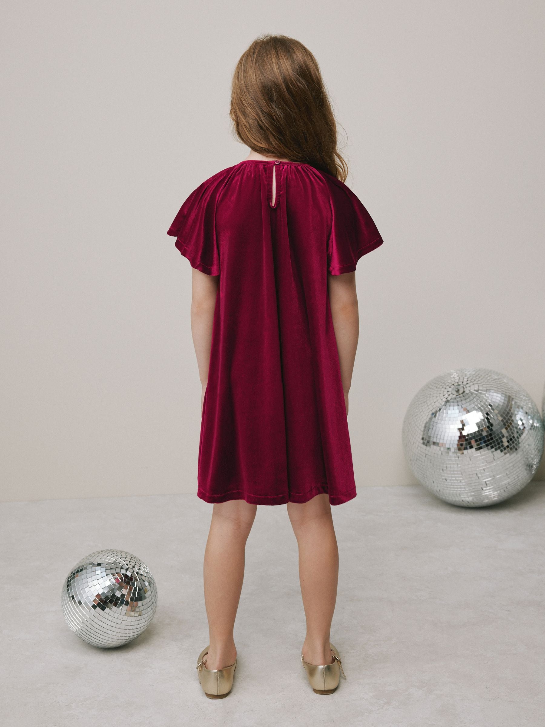 Rood - Velvet Dress (3-16yrs)