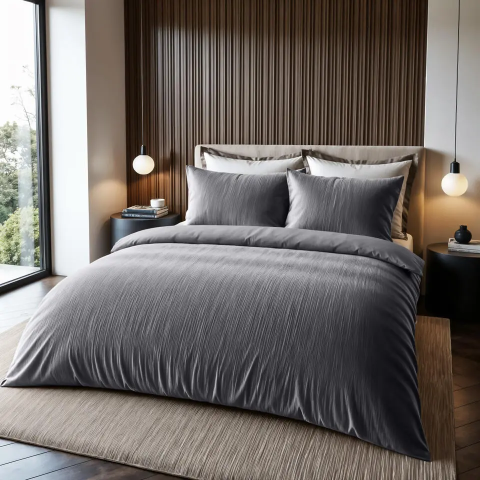 Dekbedovertrek Velvet Cartier 140x220 – Fluweelzacht Uni Design – Antraciet