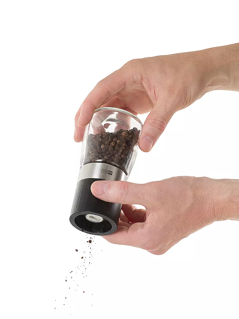 AD HOC Salz- / Pfeffermühle AKASIA 13,5cm Esche Dkl / Glas braun