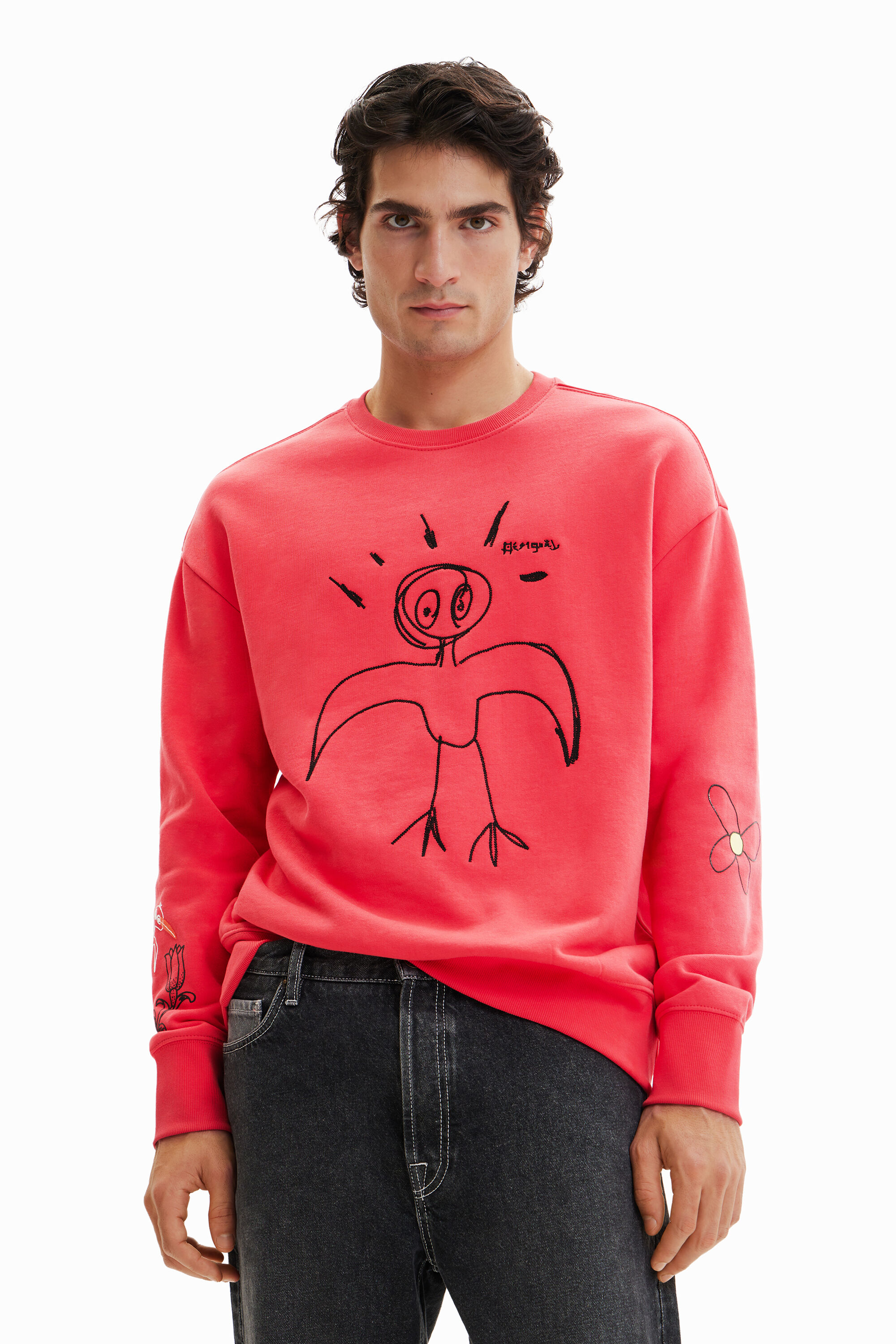Sweat-shirt oiseau brodé