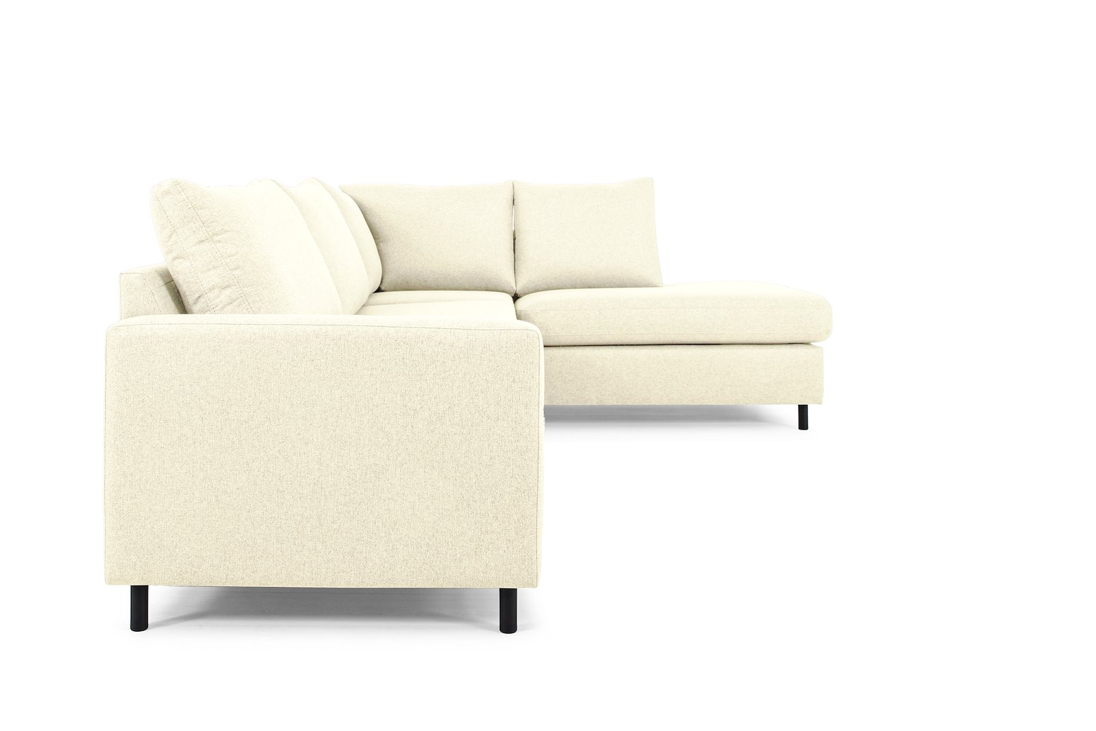 Tempo hjørnesofa Oppsett 11R 3-seter med åpen ende høyre. Tekstil Herbi 50 Beige med sorte ben