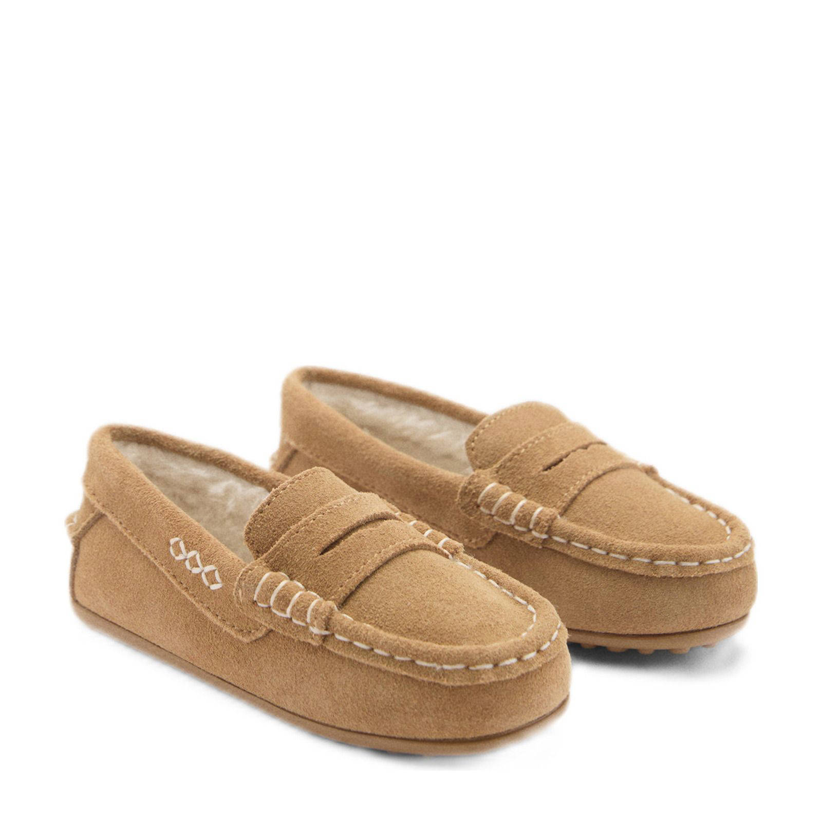 Mango Kids gevoerde suède mocassins camel