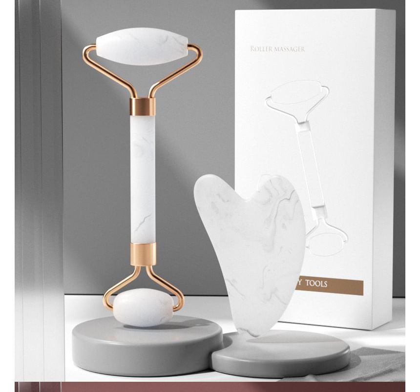Fondes - Hars Gezichtsmassage Roller / Gua Sha Schraper / Set