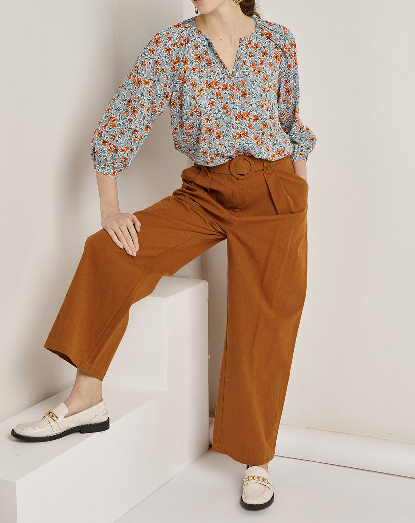 See u Soon Chemise Anais imprimée bleu/orange