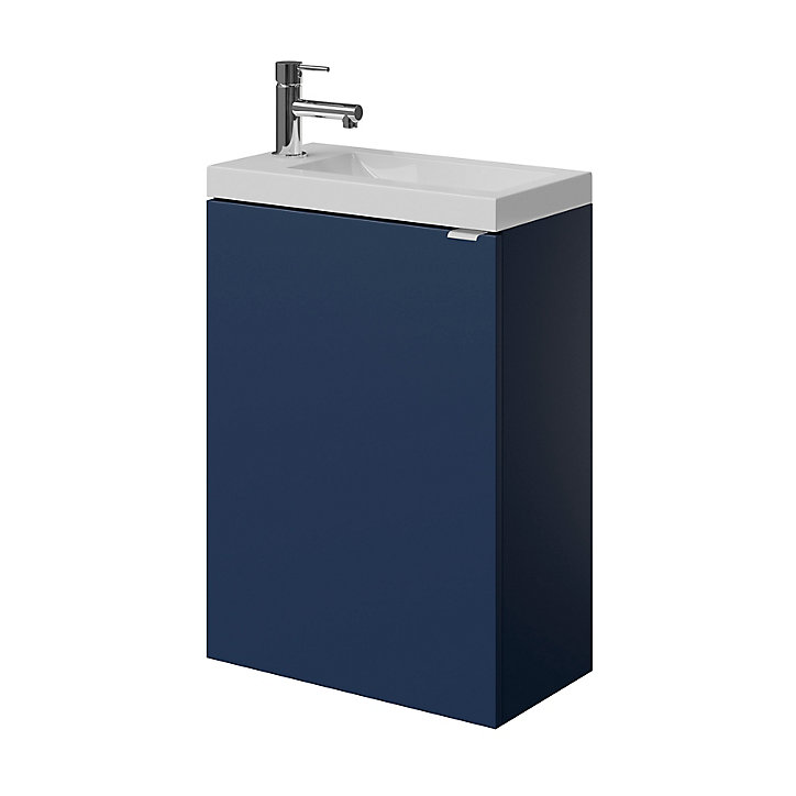 Meuble lave mains à suspendre GoodHome Imandra bleu nuit mat L. 44 x H. 55 x P. 23 cm