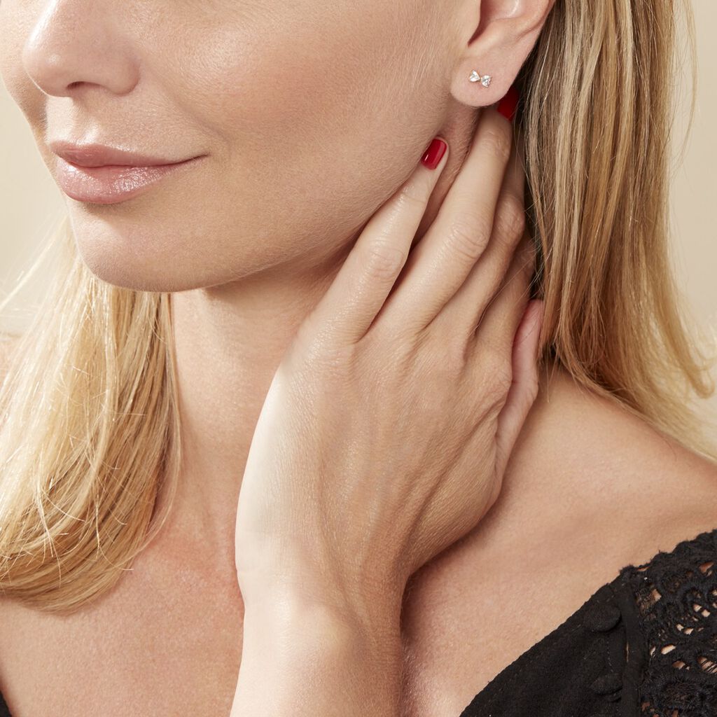 Boucles D'oreilles Puces Darina Noeud Or Jaune Oxyde De Zirconium