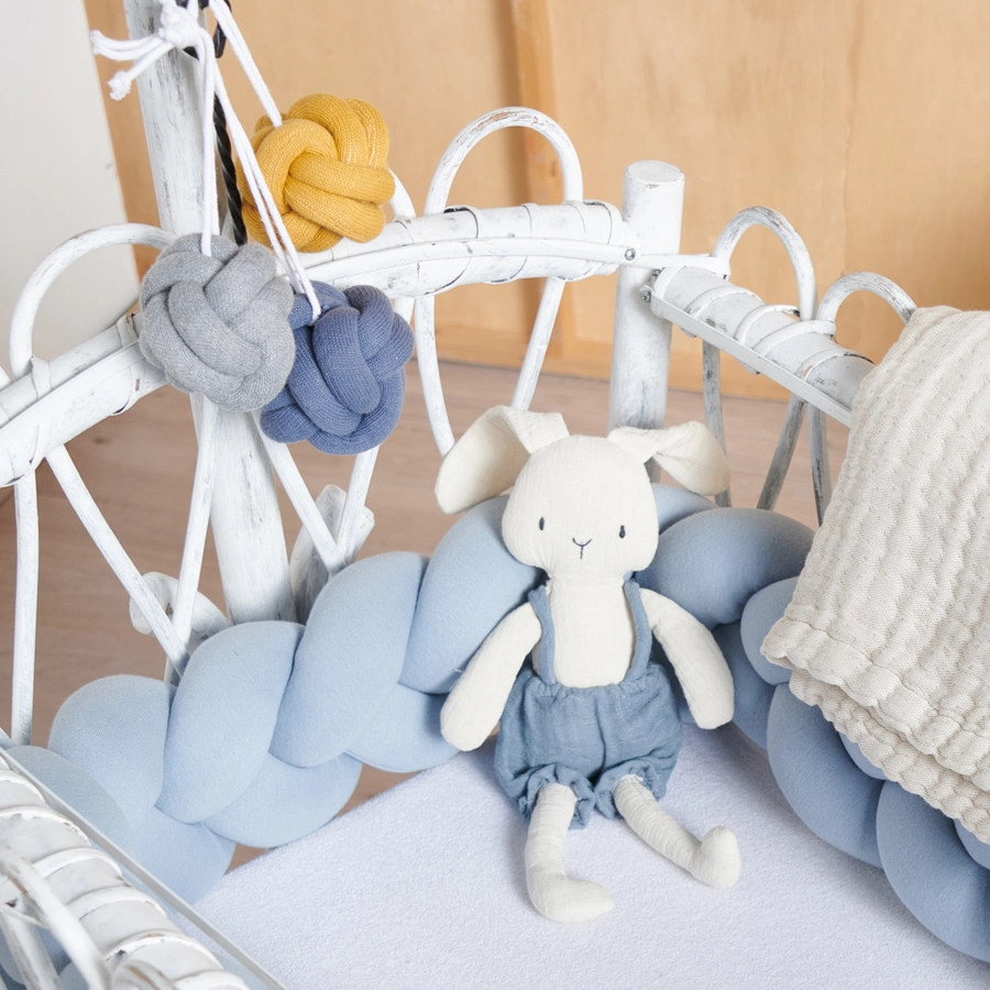 Nordic Coast Company Baby Gym Knoten Set, Blau-Grau-Curry Gelb