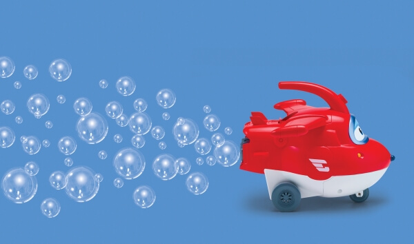 Super Wings Jett Spielfigur mit Seifenblasenfunktion