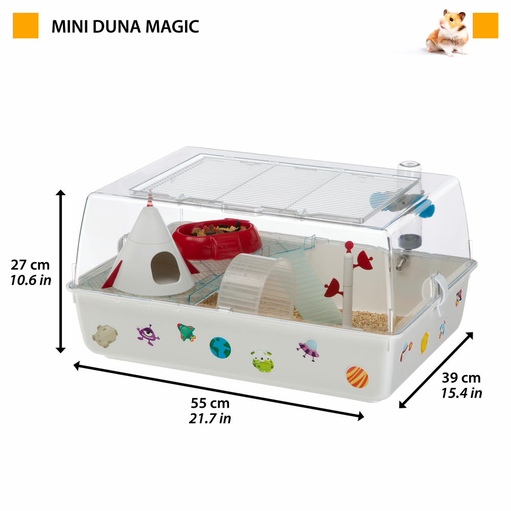 Cage pour hamsters et souris mini duna space pour accessoires et adhésifs inclus
