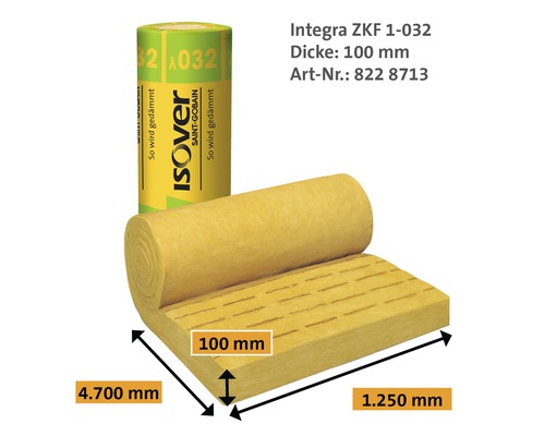 ISOVER Integra 1-032 wrijvingspasisolatie voor hellende daken, 4700 mm x 1250 mm x 100 mm