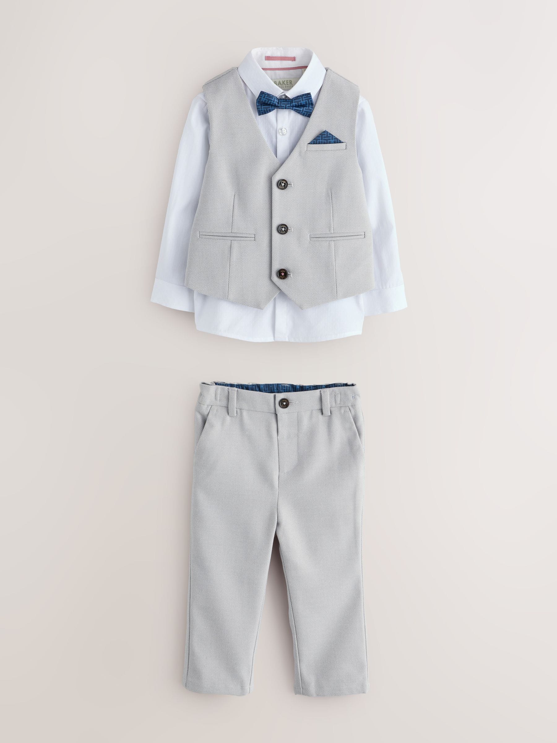 Grijs/marineblauw - Baker by Ted Baker set van gilet, overhemd en broek