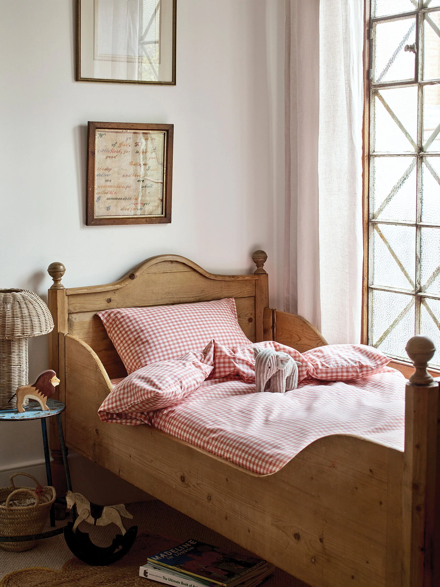 Piglet in Bed Kids Gingham 100% katoenen hoeslaken