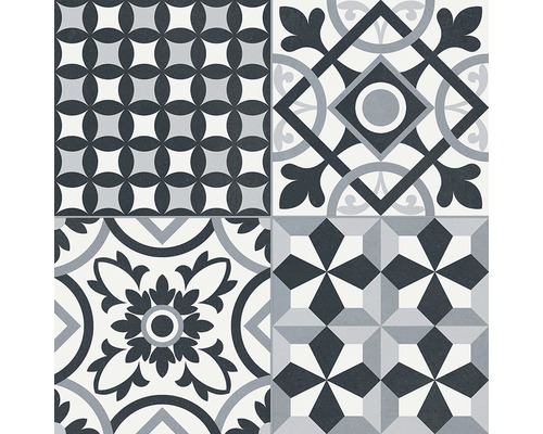 Porseleinen wand- en vloertegel Heritage zwart in 19 verschillende designs 33,15 x 33,15 cm